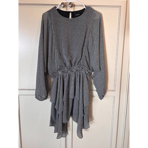 Storia Black and White Striped Mini Dress Small 4-8 - Picture 5 of 11